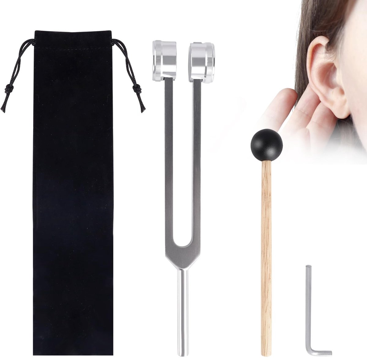 Solidchoice - 128 Hz Tuning Fork met Siliconen Hamer en Opbergzak