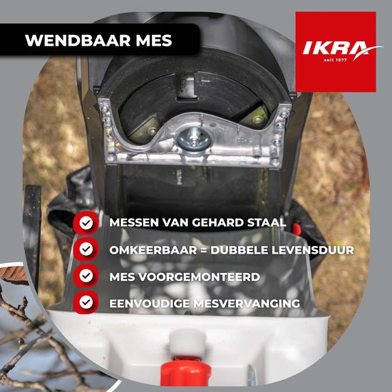 IKRA elektrische messenhakselaar IMH 2800 voor 45 mm takken, incl. opvangzak van 45 l & omkeerbare messen, 2.800 W — afbeelding 4