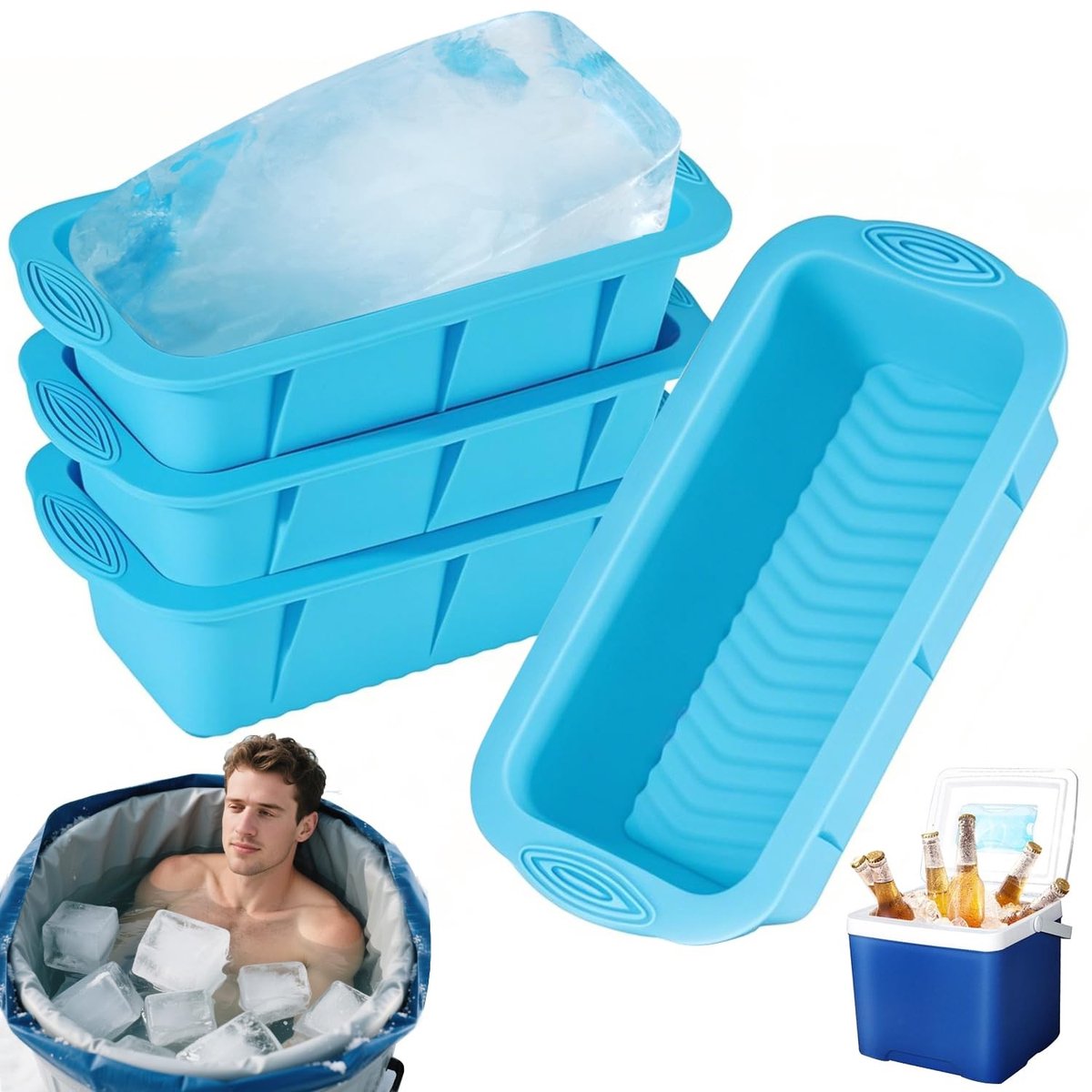 Solidchoice - Set van 4 XXL Ijsblokvormen van Premium Silicoon