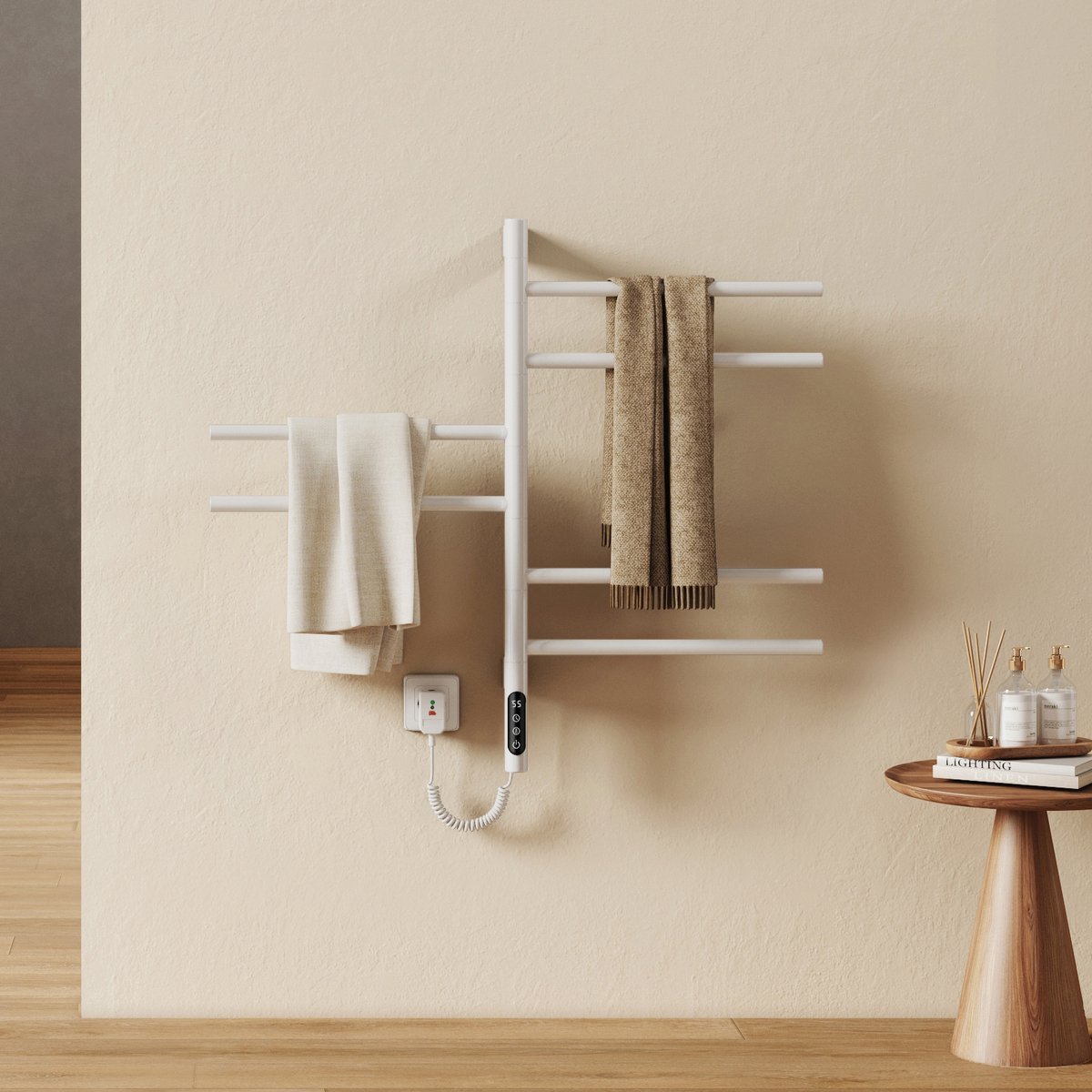 EMKE Elektrische Handdoekradiator - Smart Bediening - Touchscreen & APP - Met Timer - 135 W - 78 x 45 cm - Handdoekdroger