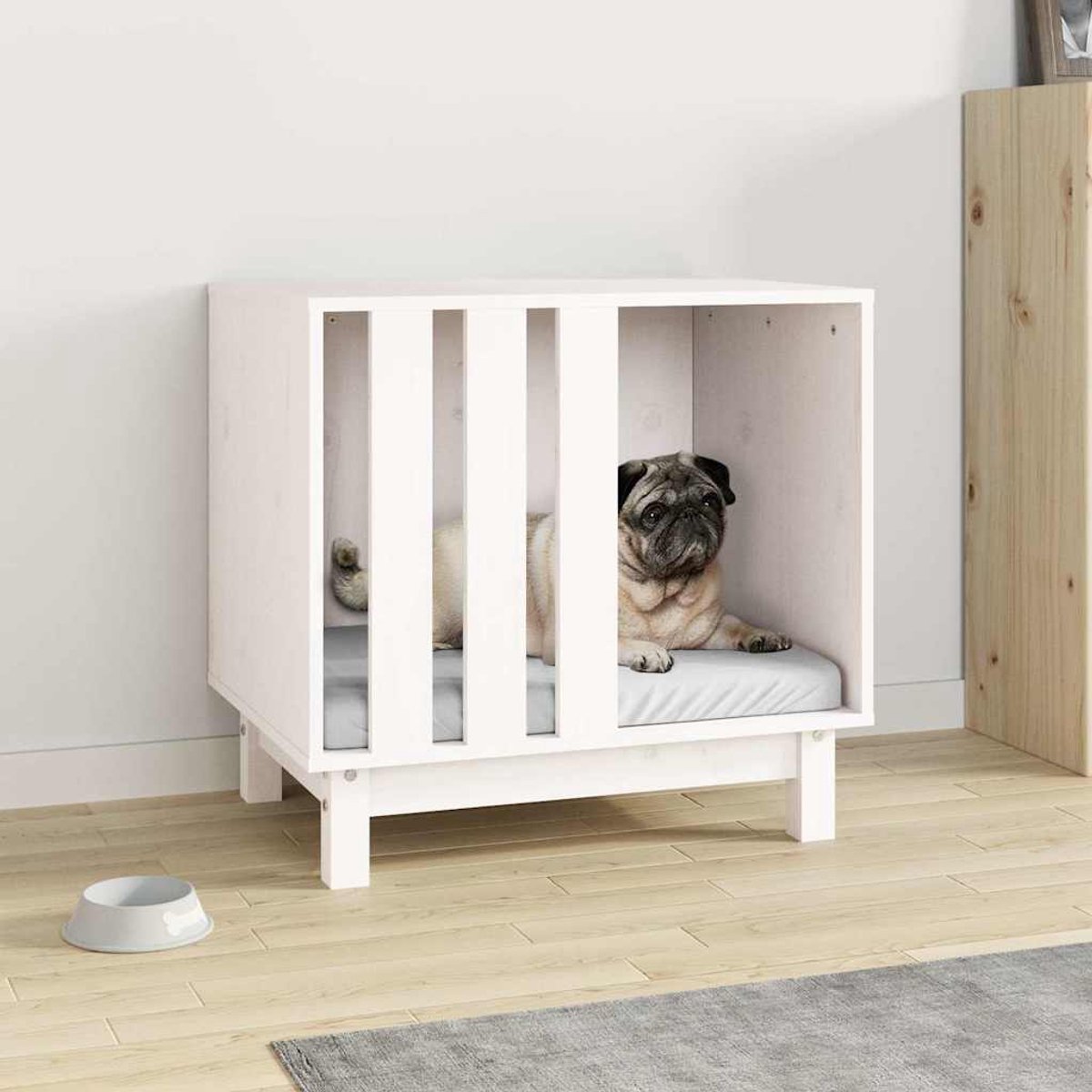 Bol.com vidaXL - Hondenhuis - Wit - 60 - x - 45 - x - 57 - cm aanbieding