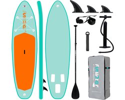 FUNWATER SUPFW62A Opblaasbaar SUP Board 320 cm – 180 kg draagvermogen – 15 cm drop-stitch – Oranje antislip EVA – Opvallend oranje-groen kleurenblok – Incl. complete accessoireset – Wendbaar en gebruiksvriendelijk – Snel op te bergen en mee te nemen