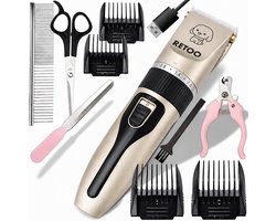 Hondentondeuse – Honden Trimmer – Complete Honden Trimset – Draadloos & Oplaadbaar – 4 Opzetkammen – Dierentondeuse – Inclusief Schaar, Nagelknipper, Vijl & Kam