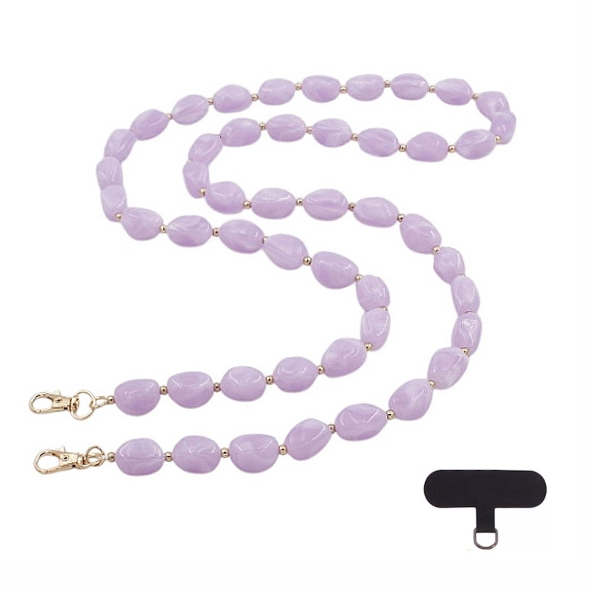 Telefoonkoord / Tashengsel Lang - Kralen Lila | Lengte 120 cm | Acryl/Bijoux | Fashion Favorite