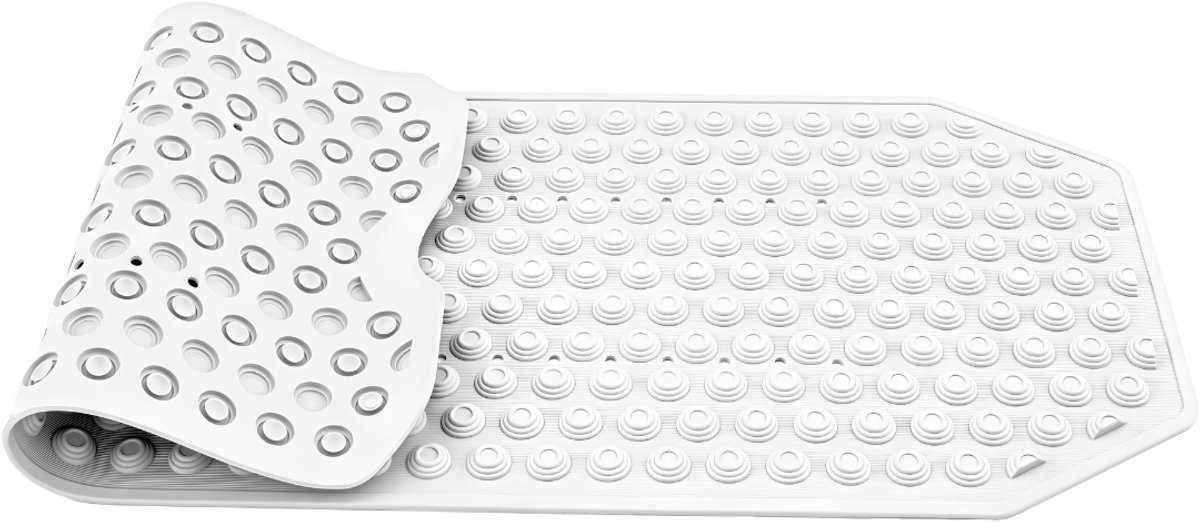 Ploutos® Badmat - Douchemat - Veilige Douchemat met Zuignappen - Badmat Antislip Voor in Bad - Badmat Antislip - Wit - 10cm x 103cm x 1cm