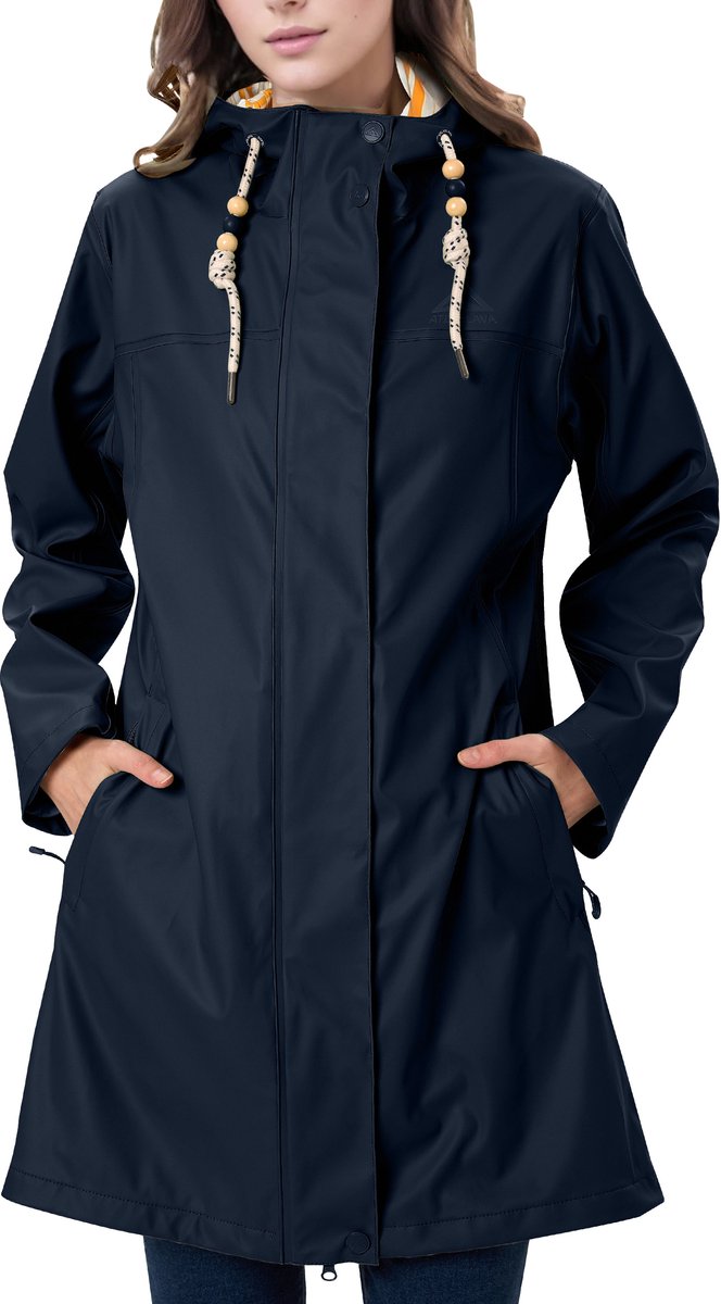 ATLASLAVA Regenmantel Dames - Overgangsjas - PU Waterdicht - Dames Regenjas - Lange Parka - Regenparka met Capuchon - Outdoor - Ademend