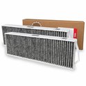 Twee koolstof K&N filters van Propex Parts, met grijze plooien, op een witte achtergrond.
