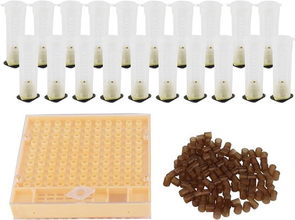 Complete Propagatie Kit voor Bijenkoninginnen - Grafting Tool, Plastic Kweekcellen en Beschermende Deksel voor Bijenteelt Accessoires
