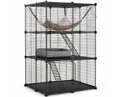 DreamGoods Kattenren voor Buiten & Binnen - Kattenkooi - Kattenbench - Kattenkooi voor Binnen en Buiten - Kattenkooi Binnen - Kattenverblijf Buiten - Kat Kooi - Kattenhuis - Kattenvoliere - Bench Kat