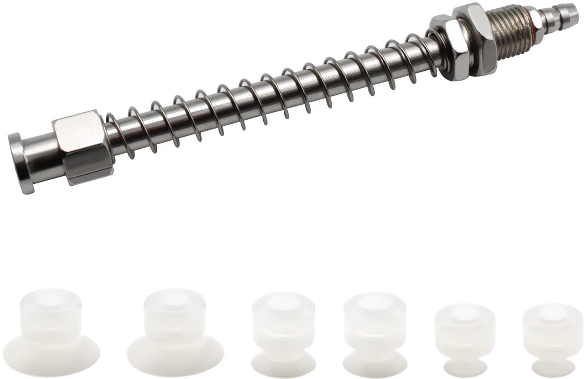 Zuignaphouder - Wit - 108 mm - Pneumatische Zuignaphouder met 3 Soorten Zuignappen - Voor Automatiseringsapparatuur