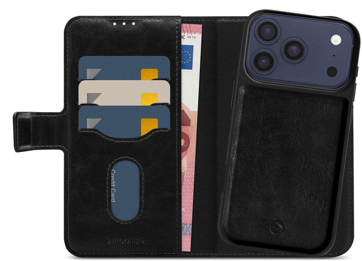 Mobilize 2in1 Magsafe Compatible Gelly Wallet Case Apple iPhone 17 Pro/18 Pro Black