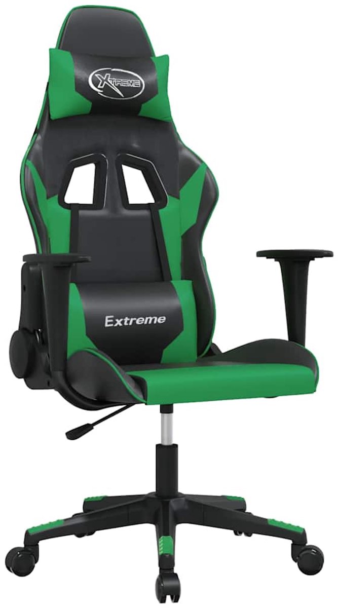 vidaXL Gamestoel - kunstleer - zwart - en - groen zwart en groen