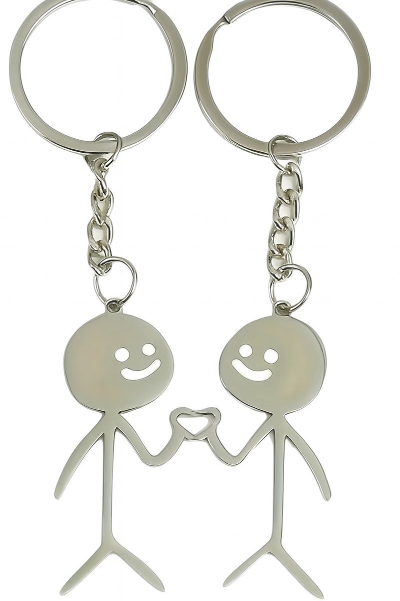 Ulanax - Duo Sleutelhanger met Hart - BFF - Partner - 2 Delig - Zilver