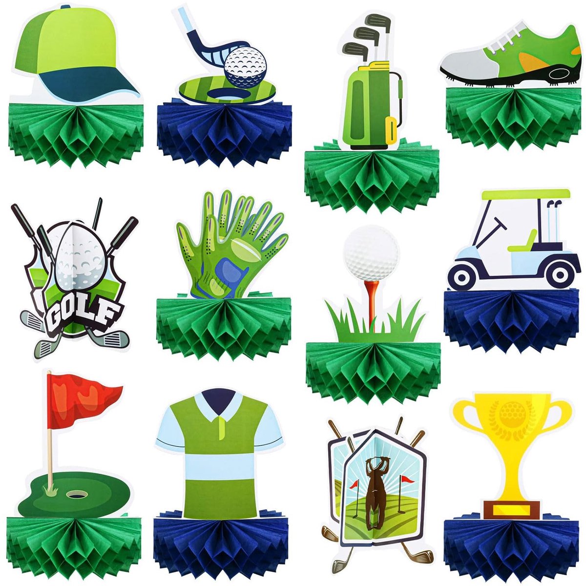 Solidchoice - 12 Stuks Golf Verjaardagsdecoraties voor Tafel en Taart