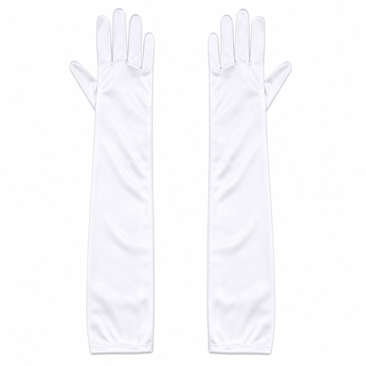 Witte Halflange Handschoenen – Satijnlook Handschoenen Unisex – Carnaval Gala Verkleedkleding – Feestartikel