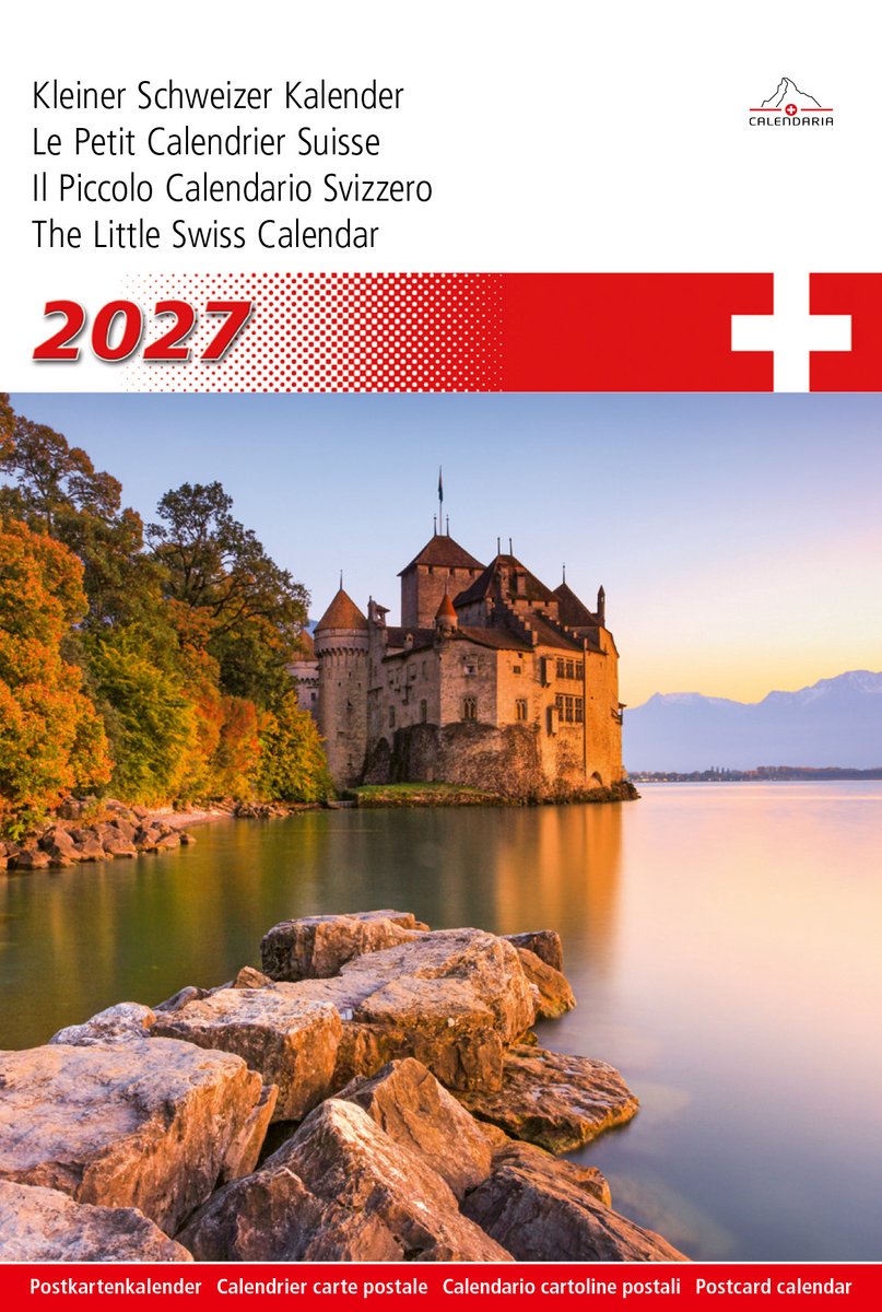 Calendaria - Postkartenkalender - Kleiner Schweizer Kalender 2027- Zwitserland - Kalender - Formaat: 14,8 x 22 cm