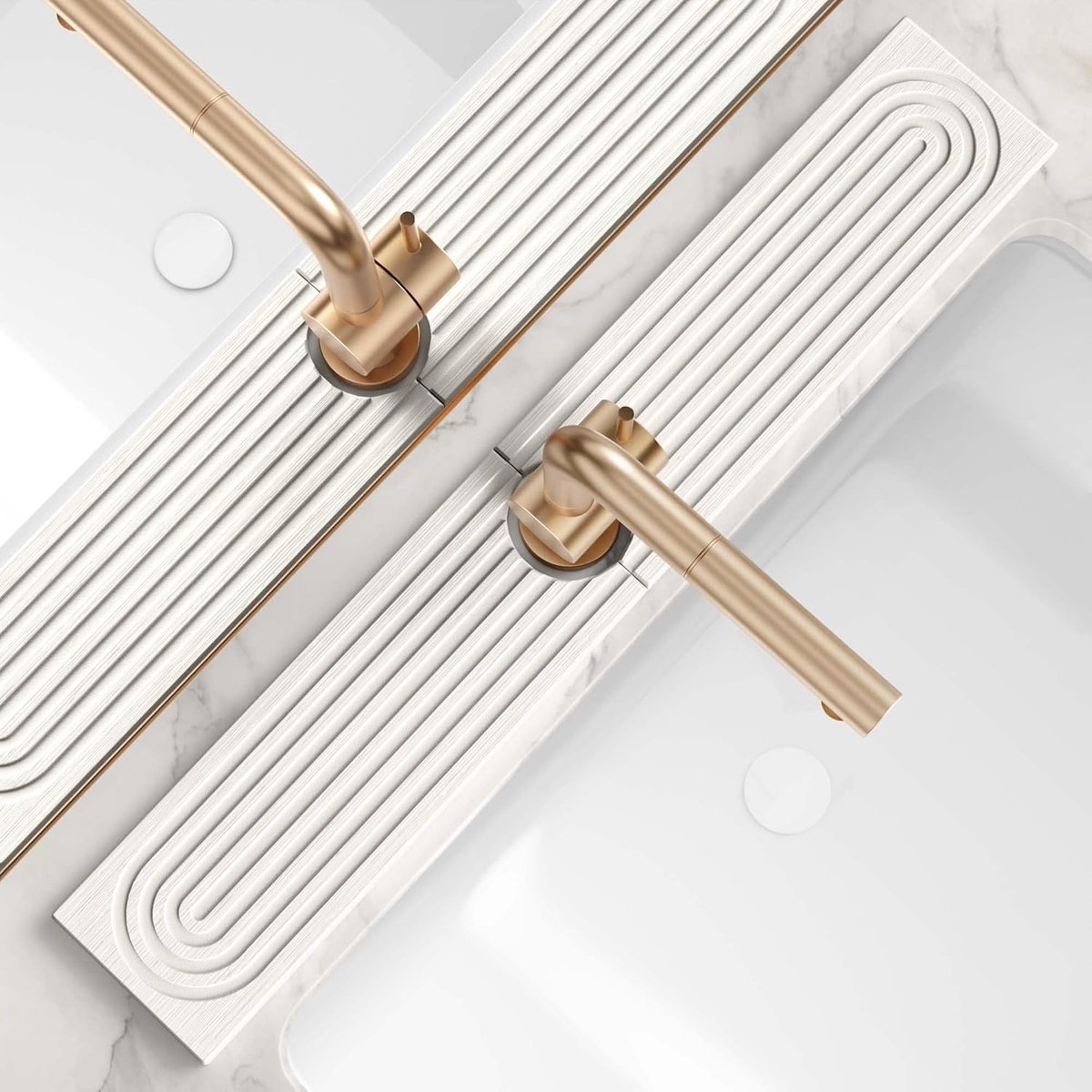 Gootsteenmat - Keuken organizers - Kraanmat - Gootsteenmat rechthoekig - Diatomiet mat - Waterabsorberende mat voor gootsteen en kraan - Wit - 60 x 10 cm
