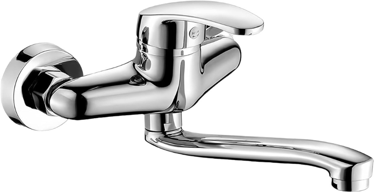 ZRNS® Wandkraan Keuken - Keukenkraan Wandmontage - Wastafelkraan - Muurkraan - 360° draaibaar - Zilver