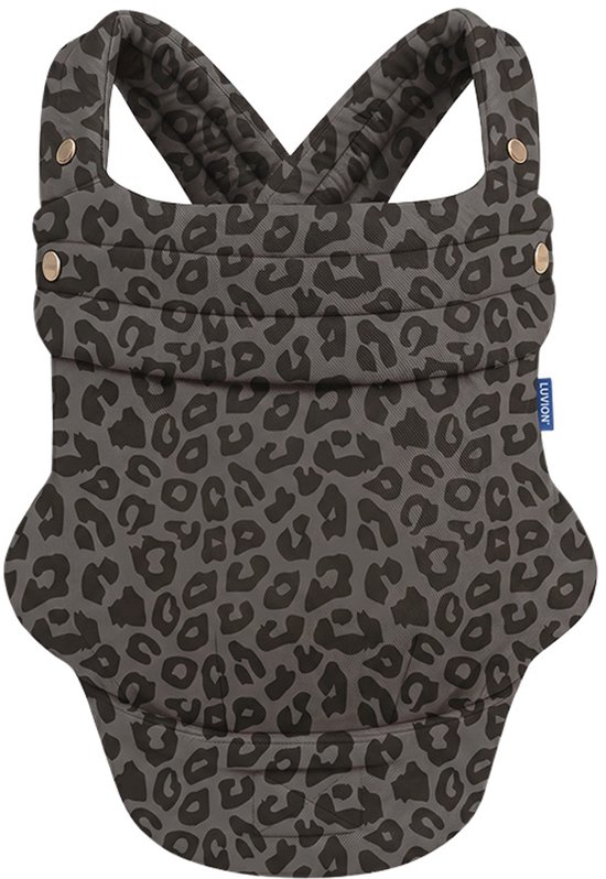 LUVION® Baby carrier MILANO Grey Leopard - Draagzak Baby - Ergonomische Buikdrager en Rugdrager - OEKO-TEX® Katoen - Grijs met Luipaard Patroon van Luvion — afbeelding 3