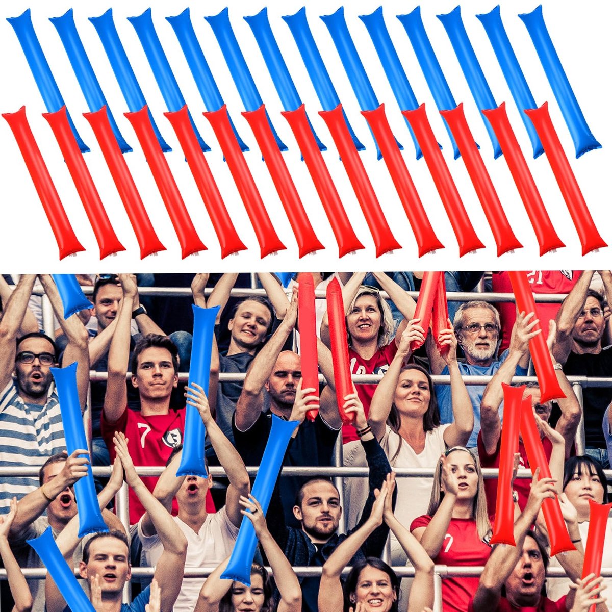 Solidchoice - 28 Stuks Opblaasbare Cheersticks voor Sportevenementen