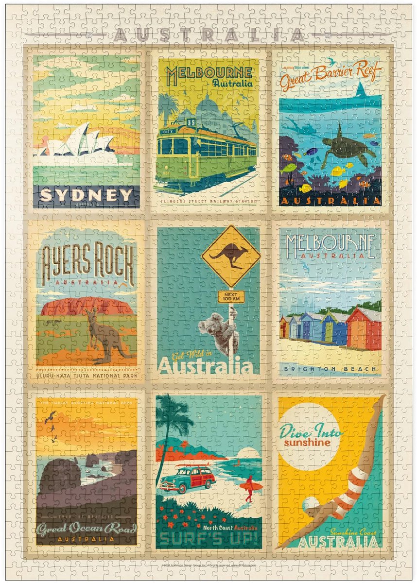 Solidchoice - MyPuzzle Australia Vintage Poster - Premium 1000 Stuk Puzzel
