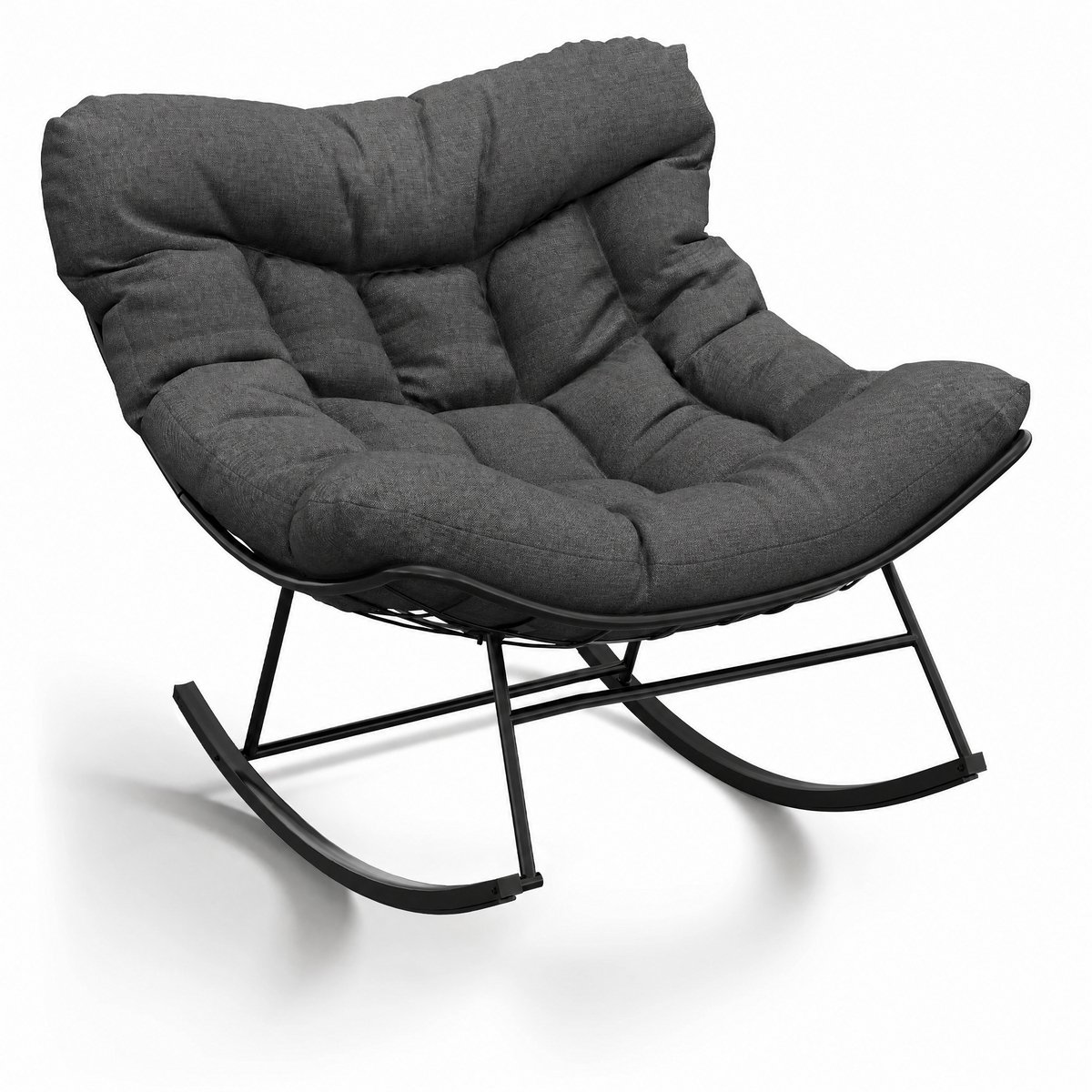 Atlasyx tuinstoelen - Schommelstoel - Hangstoel - Relaxstoel - Loungestoel - Voor binnen en buiten - 13cm dik kussen - Donkergrijs