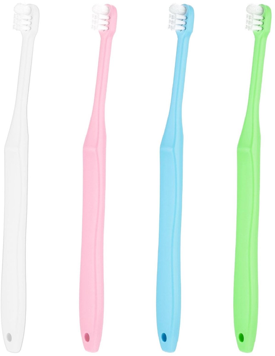 Solidchoice - Set van 4 Kleine Ergonomische Tandenborstels voor Moeilijk Bereikbare Plaatsen