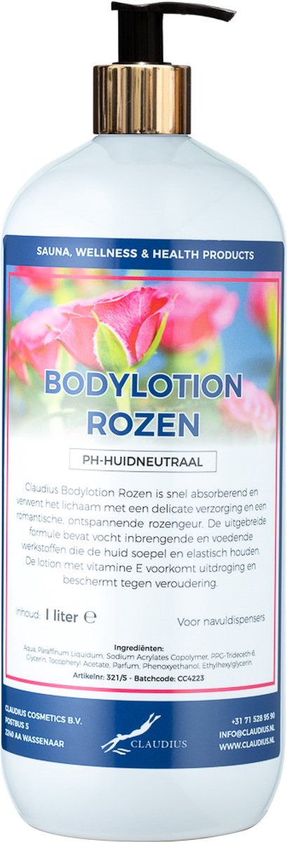Bodylotion Rozen 1 liter met gouden pomp
