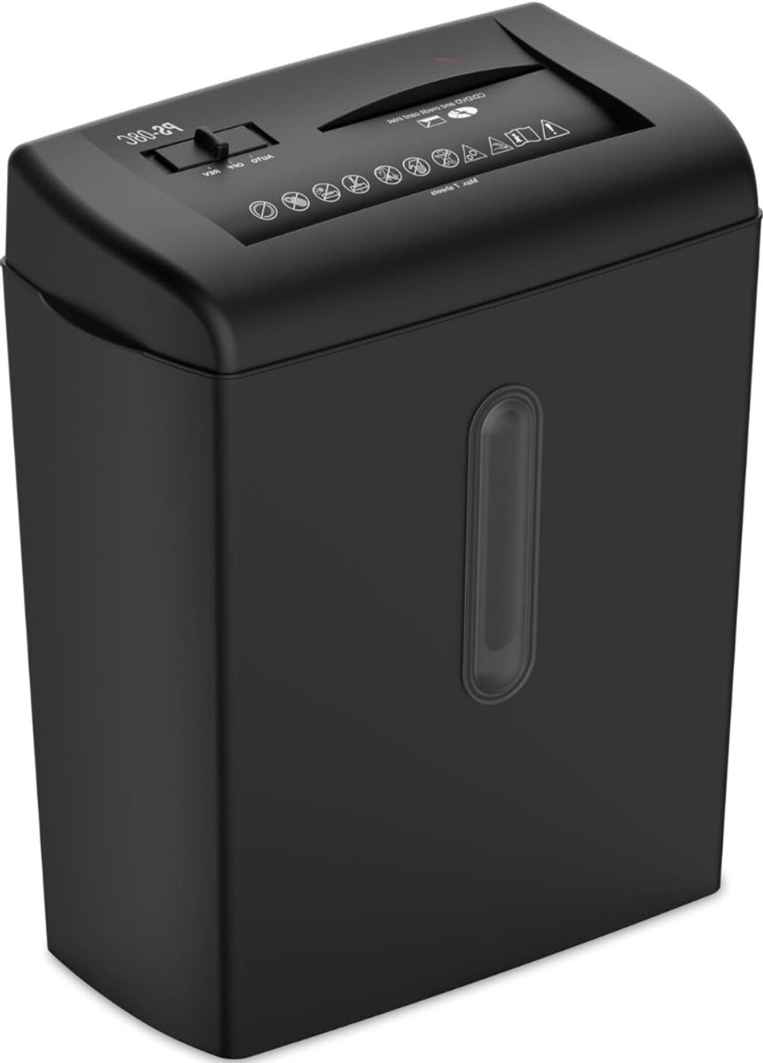 QUOVO® Papierversnipperaar voor thuis en Kantoor – papiervernietiger met 15 liter opvangbak - Papier Versnipperaar 7 vellen tegelijkertijd - Zwart - 39cm x 18cm x 34cm