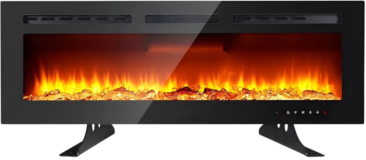 Elektrische sfeerhaard - 152CM - Elektrische kachel - Inbouwhaard - Voor Wandmontage & inbouw - 3D Vlameffect - Met 1800W Verwarming - LED-Kleurmodi & Afstandsbediening