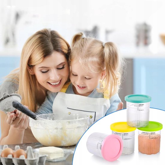IJscontainers - Ijsbekers met Deksel - 4 Stuks - 680 ml - Ice Cream Containers - Compatibel met Ninja Creami NC500/NC501 - Luchtdicht & Lekbestendige - met Lepels - BPA Vrij - Vaatwasmachine — afbeelding 4