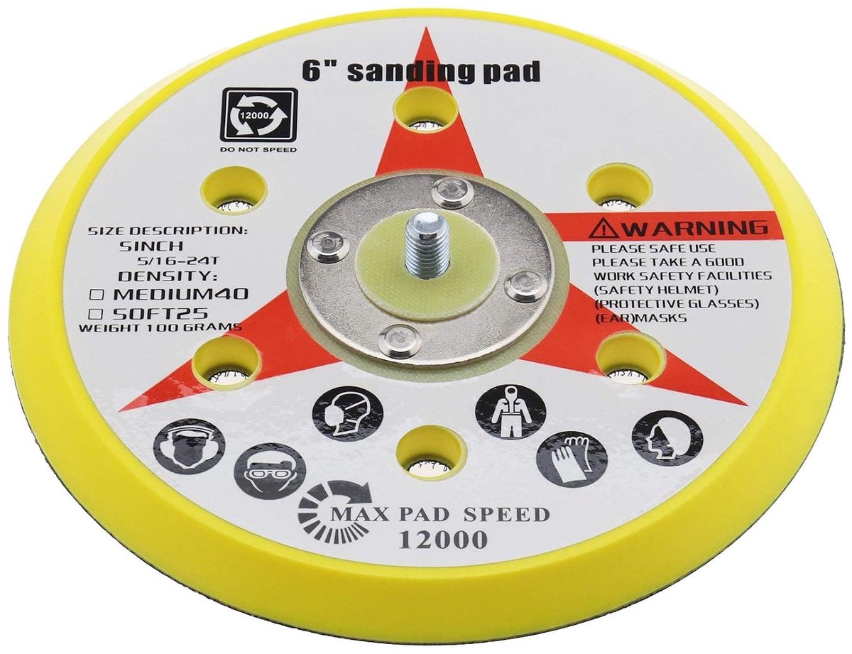 6 Inch Hook And Loop Sander Backing Pad 150mm M8 6 Holes Polishing Backer Plate Random Orbital Polishing Waxing - ShopVlot