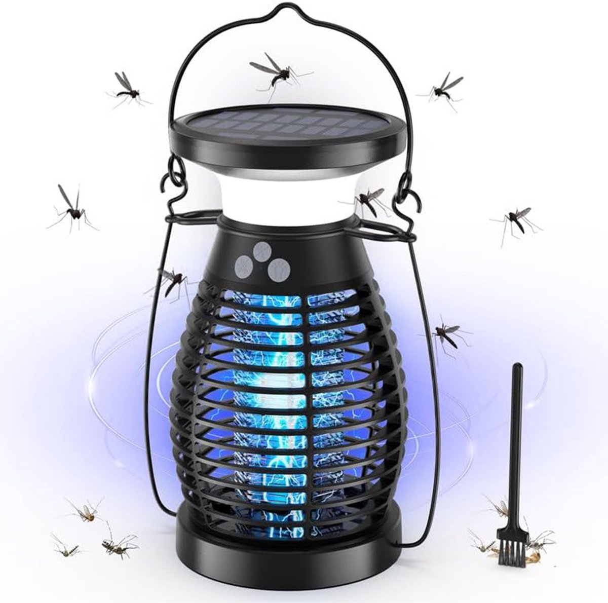 Muggenlamp Zonne Energie - Hogedruk Muggenlamp - Muggenverdelgingslamp - 3 Standen - 4000mAh - IP66 Waterdicht - voor Binnen en Buiten - Voor Thuis Tuin en Camping
