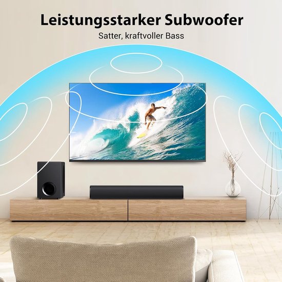Soundbar - Zwart - 56W - Met Bluetooth 5.3 en Meerdere Ingangen - Voor TV Apparaten — afbeelding 2