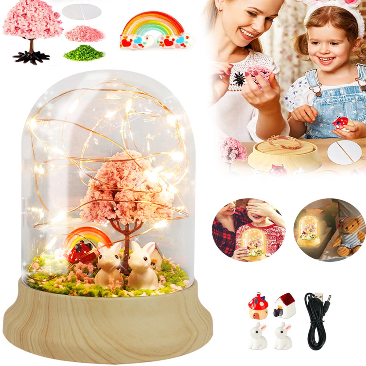Konijn Diy Nachtlampje, Knutselpakketten Voor Kinderen, Slaapkamerdecoratie Cadeaus, Voor Meisjes en Jongens Van 3-14 Jaar