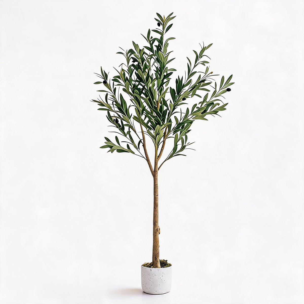 Danky - Kunst‑Olijfboom - 135cm, premium stam, 22 olijfvruchten inclusief luxe sierpot