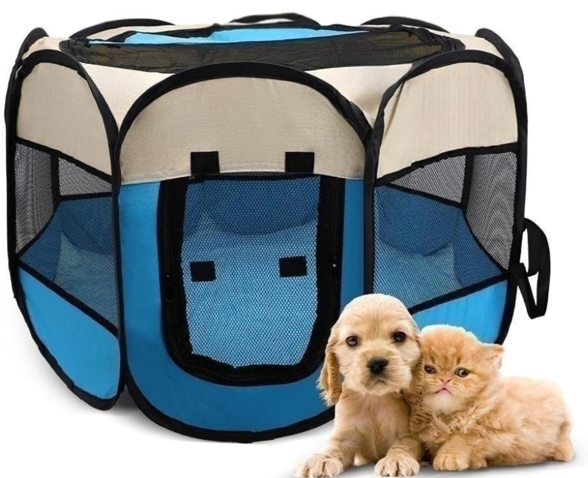 ZRNS® Opvouwbare Puppyren - Hondenren - Kattenren - Puppybox - Blauw