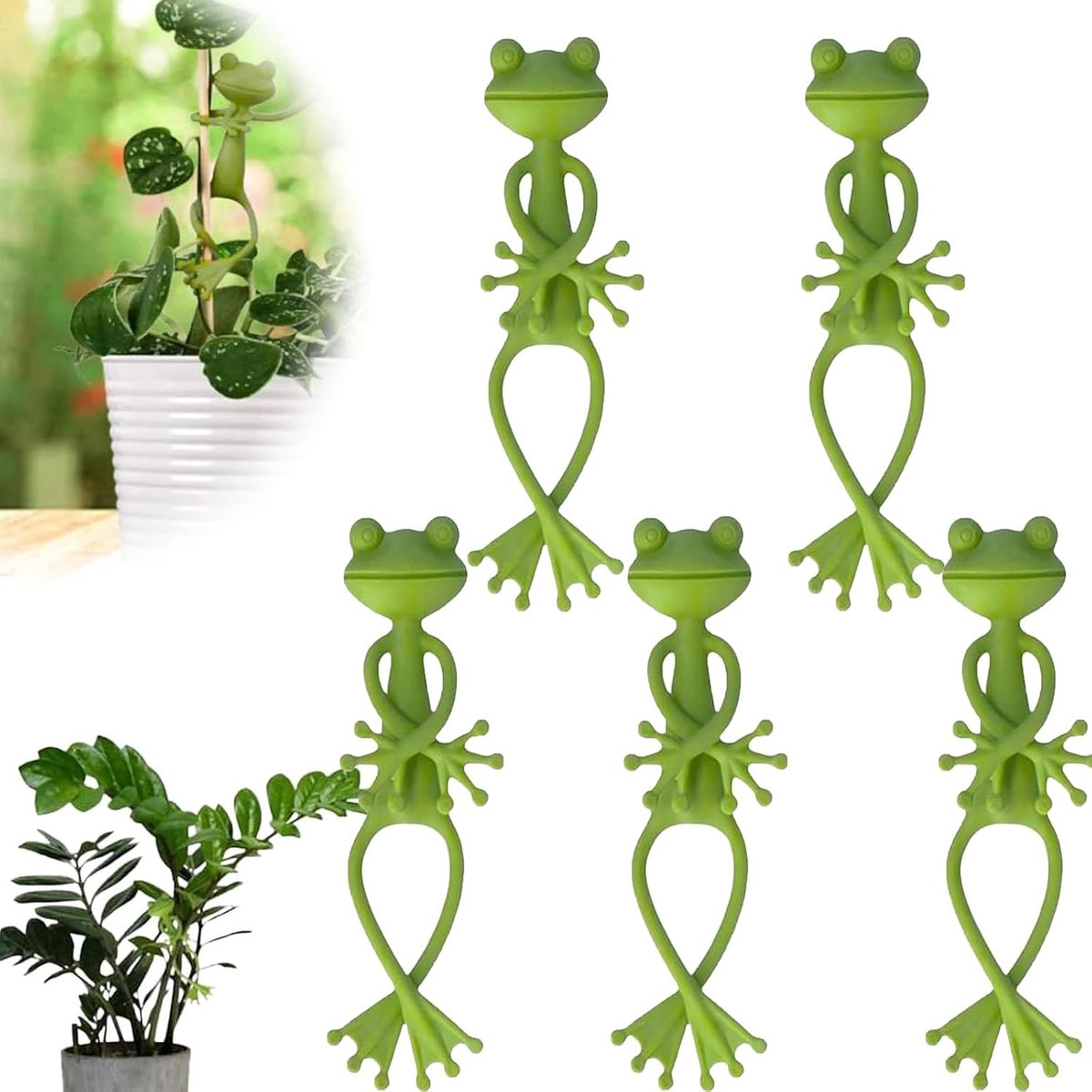 Claoner Plantensteunen voor klimplanten - 5-delige set - Groene kikkerplantsteun - Multifunctionele houder - Voor potten en tuin