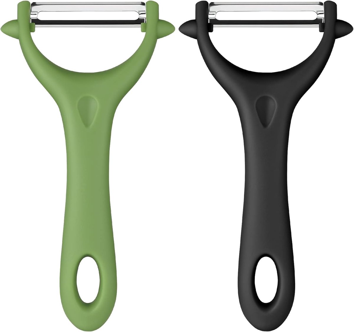 Claoner Aardappelschilmes - Y-vormig - 2 stuks - RVS mes - Anti-slip handvat - Ergonomisch - 14x7,8cm - Groen Zwart