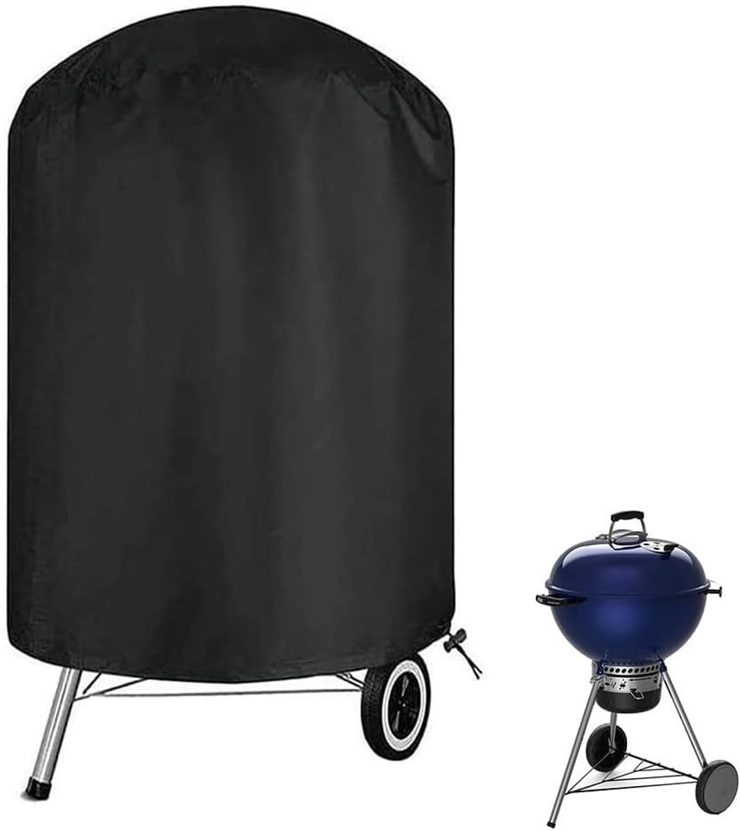 KZQ Waterdichte Uv-Bestendige Ronde Barbecuehoes Met Klittenband Voor Kogelbarbecue En Smoker – Zwart (30 Inch Diameter x 23 Inch Hoogte)