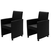 vidaXL - Eetkamerstoelen - 2 - st - kunstleer - zwart