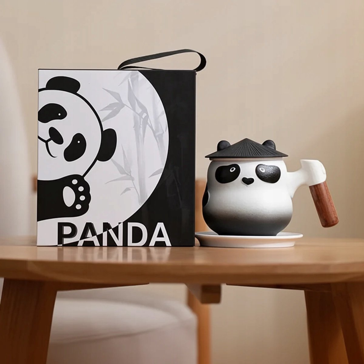 Merkloze Keramische Mok met Panda Design en Zeef