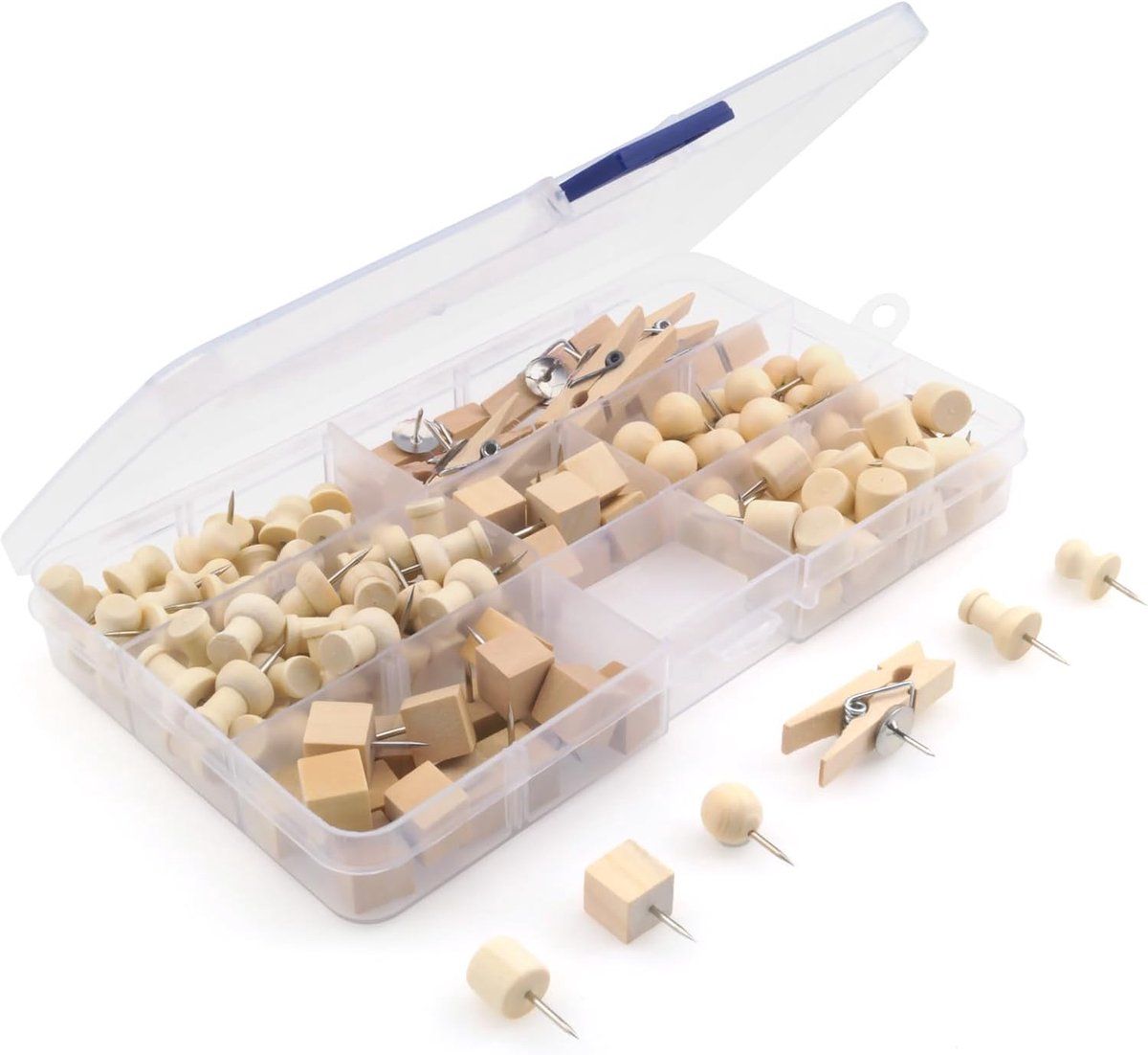 Pin pins for bulletin board or memo board - set of 135 wooden push pins - ShopVlot