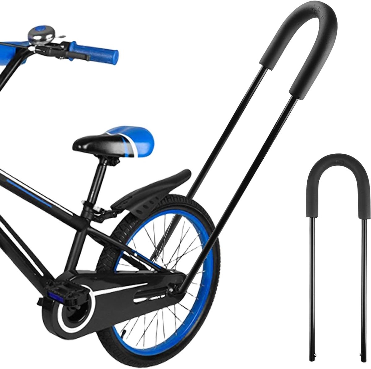 Bicycle Training Handle, Balance Push Bar, Bicycle Stand for Kids, Parents, Push Bar for Balance, Safety Handle, Black - ShopVlot