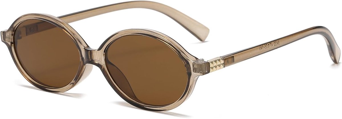 Retro Small Oval Sunglasses for Men and Women, Vintage Round Glasses with Gold Metal Decoration - ShopVlot