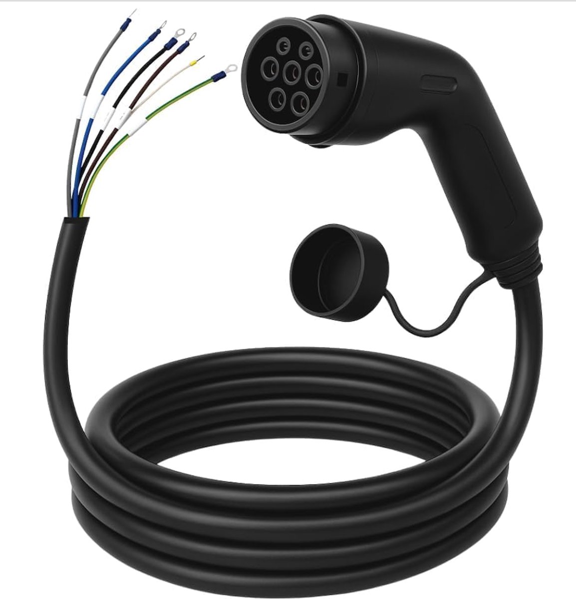 Type 2 kabel open uiteinde 7,4 kW, vrij kabeluiteinde voor wandbox/laadstation, 1-fasen, 15 m 32 A - ShopVlot