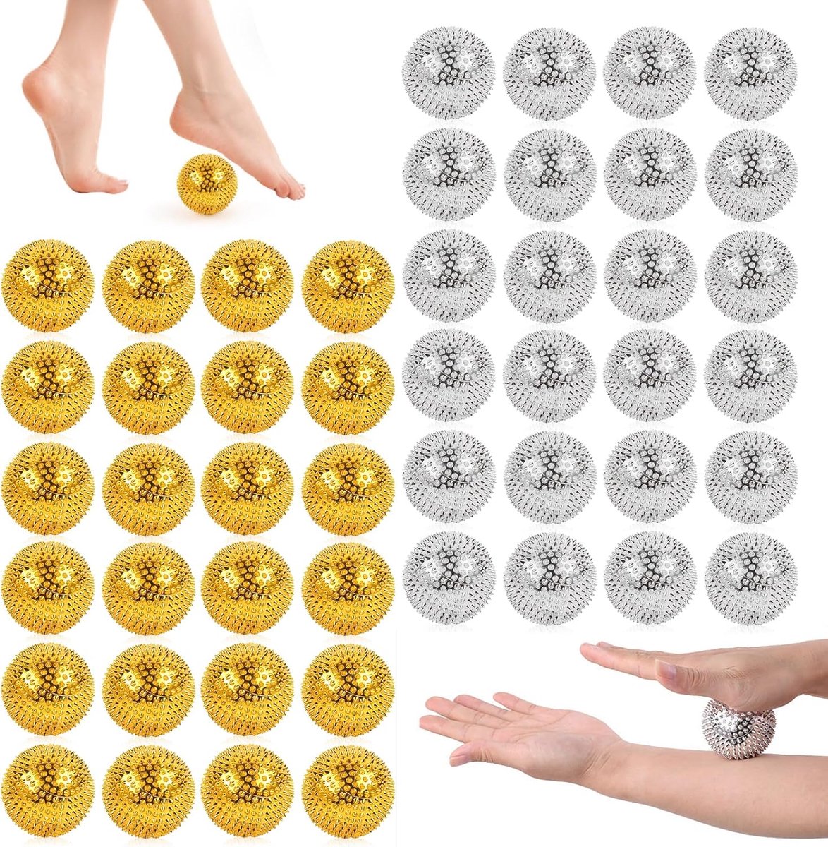 24 stuks magnetische acupressuurballen, 32 mm, ABS magnetische egelbal, massagebal, egelbal, metaal voor hand- en - ShopVlot
