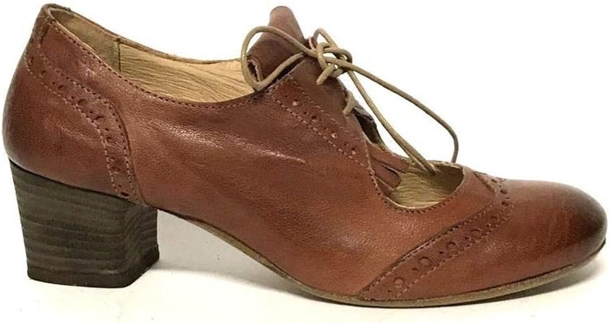 Francesine Decolte' Tacco Medium Frange made of genuine leather vintage brown, 39, Brown - ShopVlot