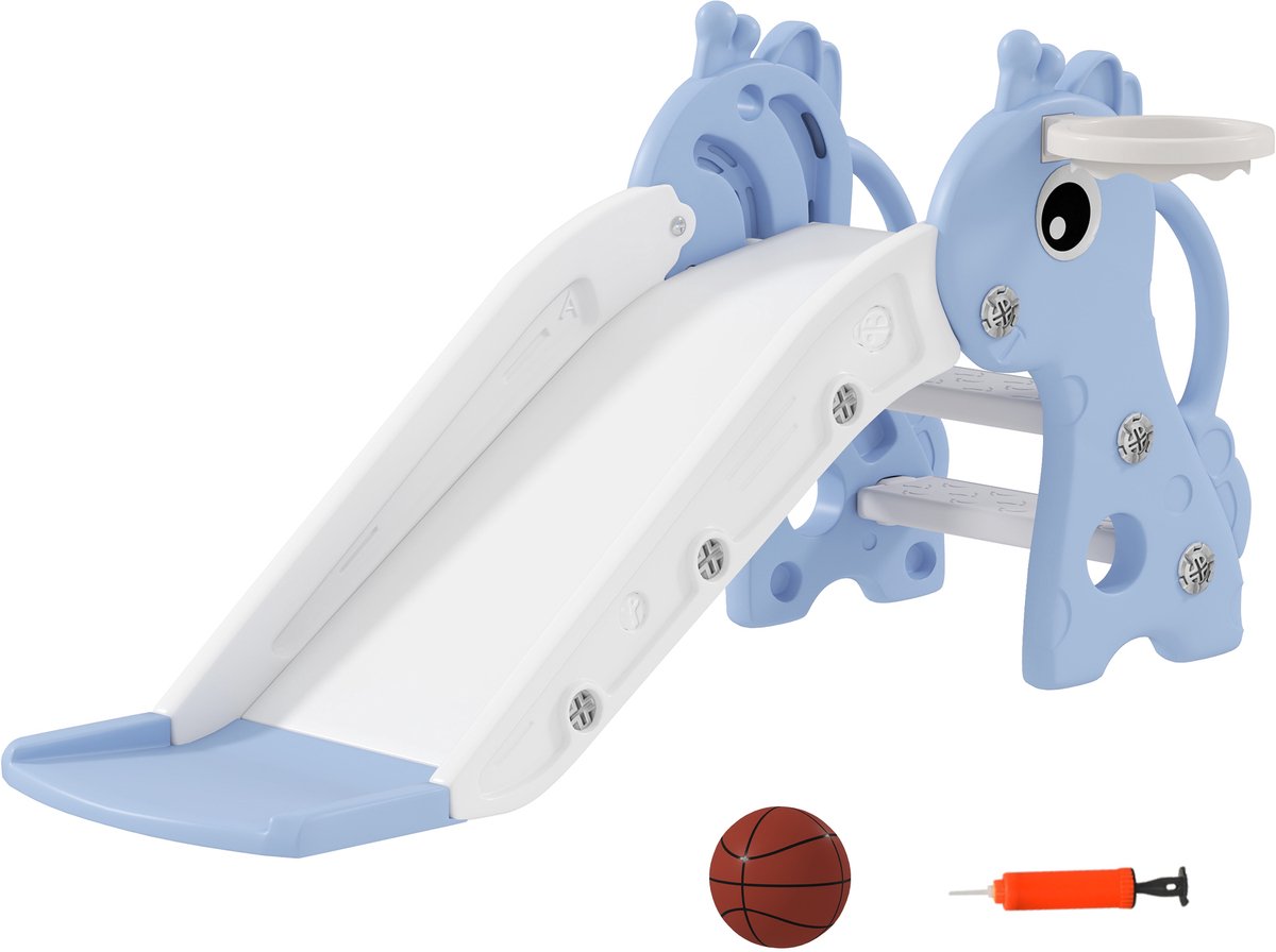 Opvouwbare 3-in-1 indoor-glijbaan met klimrek en basketbalring + bal, voor kinderen van 2-5 jaar