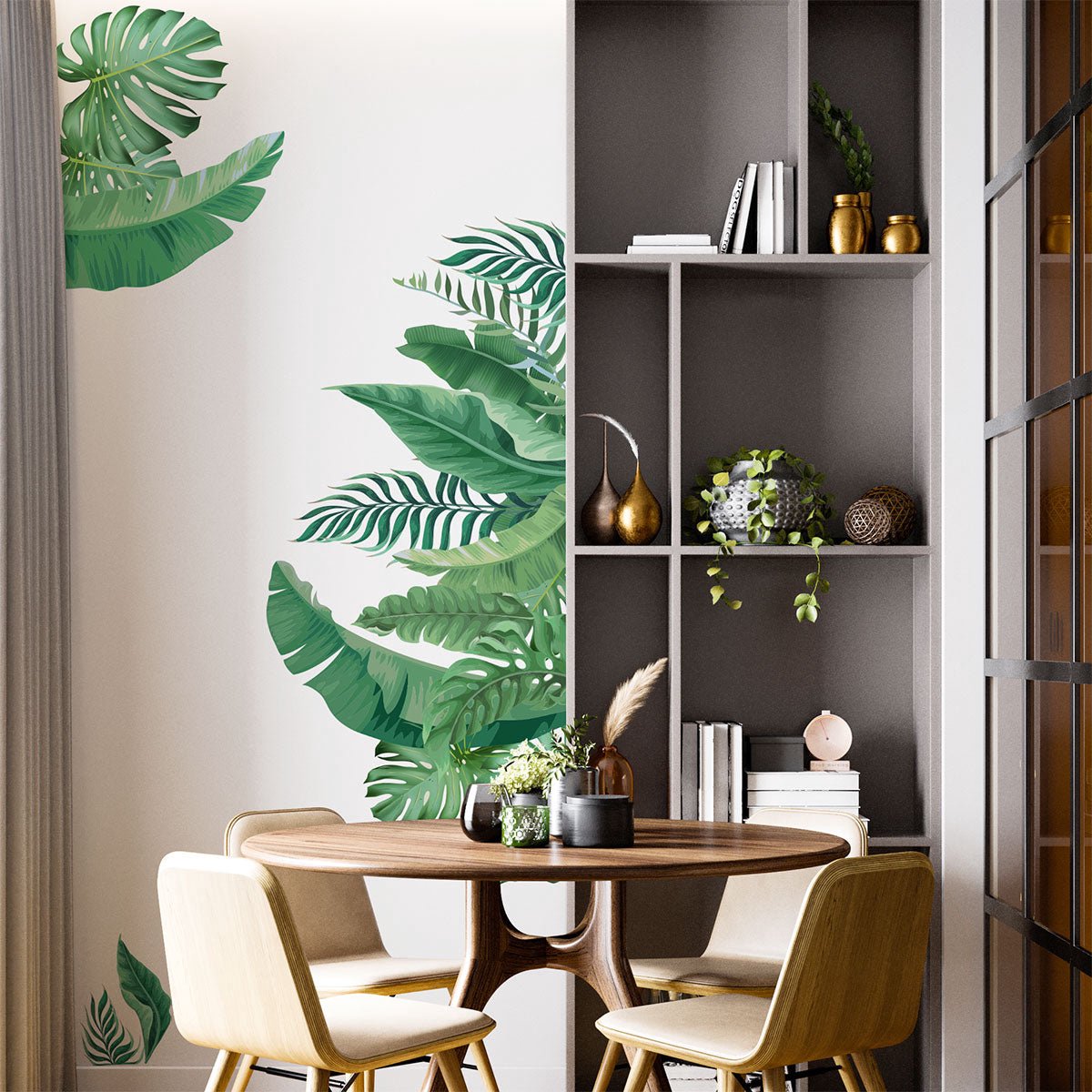 Ambiance Sticker Muurstickers - Tropische bladwaaier - Transparante achtergrond - 70x105cm Multi color